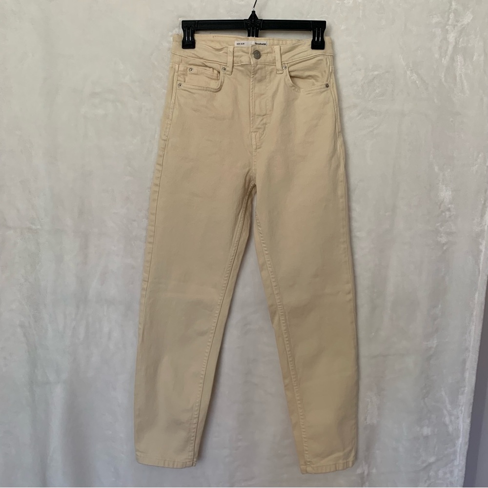 ASOS Denim Jeans, Mom Slim Fit, Color Cream, Size 6